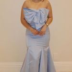 Mac Duggal Blue Strapless Bow Mermaid Gown Photo 5