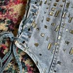 Akira  Rhinestone Embellished Side Tie Strapless Denim Top Womens Large Blue Photo 1