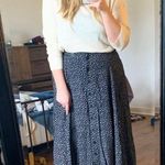 Vintage Blue Navy/Cream Front Button Midi Skirt Photo 0