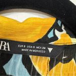 ZARA  Yellow Blue Short Sleeve Button Down Shirt Womens S Oversized Casual Lemon Photo 7