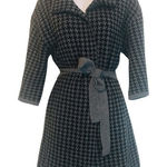 Chiara mente S wool blend longline houndstooth belted cardigan coat Gray Photo 0