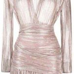 Maje Pleated Metallic Pink Dress Photo 1