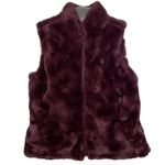 Nicole Miller Original Reversible Vest Womens Small Wine Red Faux Fur Quilted Photo 2
