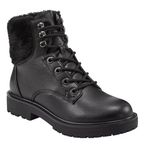Bandolino Womens Livia 3 Combat Black Boots Size 6.5 NWOB Plush Collar Edgy Cozy Photo 0