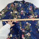 Chico's  3 US 16 18 Easy Button Shirt Print Silky Floral Top Navy Floral Pattern Photo 8