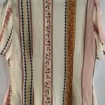 ASTR The Label Cream Boho Pattern Tie Front Cold Shoulder Blouse Size Medium Photo 6
