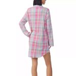 Lauren Ralph Lauren Notch Collar Plaid Sleep Shirt sz small Pink Photo 10