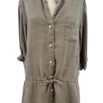 James Perse  Linen Drawstring Shirt Dress Greystone Sage Green Size‎ 3 / US Large Photo 4