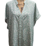 Floral Print Blouse 3XL Green White V Photo 0