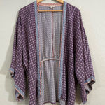 Sim & Sam  Kimono Jacket S/M Boho Geometric Print 100% Rayon Flowing Fit Festival Photo 0