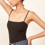 Reformation  Jeans Crystal Black Ribbed Bodysuit Size Small Photo 1