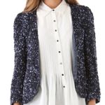 Parker  Silk Navy Sequin Open Blazer Fabulous Glam New Year’s eve Evening Jacket Photo 2