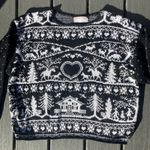 Handmade Black and white fair isle winter scenery Christmas sweater, hand knit pullover Photo 1