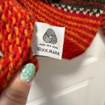 Vintage Fisherman Out of Ireland size Small Striped Wool Notch Neck Sweater 90s Orange Photo 3