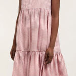 NWT Asceno 100% Cotton Midi Dress in Red Stripe size L Size L Photo 0