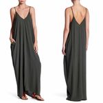 Love Stitch Gauze Maxi Dress Women’s M/L Olive Green Summer Pockets NWT Photo 2