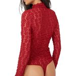Free People Intimately  Day & Night Sheer Lace Bodysuit Top Women Small Red Thong Photo 2