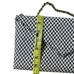 J.Crew  Black White Woven‎ Envelope Clutch Gold Chain Photo 6