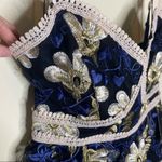 Lulus Dress Karina Embroidered Black Blue Floral Peplum Elegant Crochet Lace Photo 4