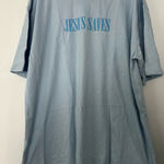 New glo 2X Jesus Saves dusty blue T shirt God’s love overcomes Photo 3