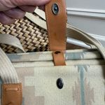 Vintage 90s Southwestern Pattern Canvas Satchel Clamshell Small Tote Mauve Teal Pink Photo 4