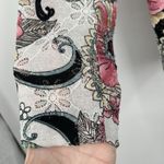 Niji of Waikiki Hawaiian Button Jacket M Art to Wear Floral Paisley Eyelets Black Size M Photo 3