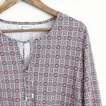 Liz Claiborne 💗 3/$10 💗 geometric print blouse red white black Large EUC Photo 2