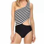 Michael Michael Kors One Shoulder Stripe Cutout One Photo 2