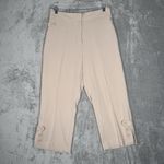 Susan Graver Cropped Pants Women's S Beige Button Hem Casual Minimalist Workwear Photo 1