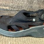 Bzees Sandals Womens 7.5 M Dream Slingback Black Fabric Peep Toe Wedge Heels Photo 0