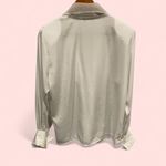 Vintage 80’s semi sheer silky white mesh wide collar flowy blouse wrap button Size 12 Photo 3