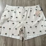NYDJ Palm Print High Waist Frayed Hem Denim A-Line Shorts Plus Size 24W NWT Photo 0