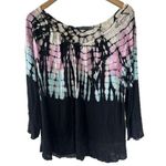 T Party Fashion T Party Women's Tie Dye Mix Media Overlock Stitch Hem Bell Sleeve Top M Photo 0