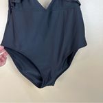 Aerie Ruffle One Piece Black Cut Out Full Coverage Swimsuit Large Long NWOT Photo 2
