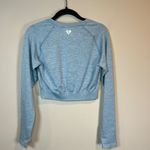 women's best Seamless Long Sleeve Athletic Crop Top Heather Blue Yoga Womens 2XL Photo 7