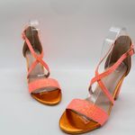 Allegra K Heeled Sandals Womens 6 Glitter Orange Strappy Criss Cross Ankle Strap Photo 3