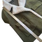 ZARA  Knit Olive Green Scherling Oversized Coat Photo 7