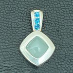 Vintage 925 Signed Blue Topaz Aquamarine Natural Gemstone Pendant 5.6g Photo 6