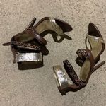 Bebe 7M leopard gold studded strap high heels Photo 1