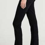 EXPRESS Women's Pitch Black Skyscraper Mid Rise Flare Jeans, Slits, Size 8 Short Photo 0