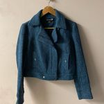 Forever 21  Dusty Blue Boucle Cropped Moto Jacket Size M GUC Photo 10