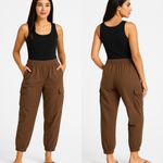 Parisian Brown Cargo Joggers Snap Pockets Size 10 Photo 1
