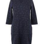 Boden Hannah Sweatshirt Dress 4R Navy Foil Leaf Print Mini Dress Pockets Cozy Blue Size 4 Photo 0