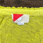 Anthropologie Bright Lime Green/Yellow V-Neck Short Sleeve Shirt w/ Button Neck Photo 3