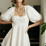 Free People  Violet Puff Sleeve Babydoll Mini Dress in Ivory Photo 0