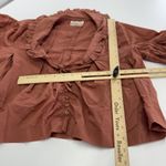 Urban Outfitters  Blouse Womens XS Orange Red FIONNA Ruffle Puff Sleeve Boho Top‎ Photo 10