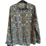 CAbi #129 Long Sleeve Button Down Shirt size Large Sheer Festival Blouse Chiffon Photo 0