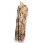 Vintage 90s Floral Maxi Dress XL Beige Pink Tapestry Floral Short Sleeve Tan Photo 2