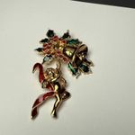 Smithsonian Avon Christmas Bells Cherub Angel Rhinestone Enamel Brooch Pin Gold Photo 0