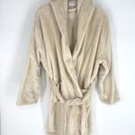 Summer & Rose  Plush Knee Length Hooded Robe with Pockets Beige Size L/XL Photo 0